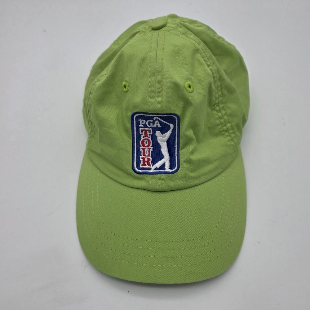 PGA Tour Imperial Golf Hat Lime Green Embroidered Logo Adjustable Cotton Cap